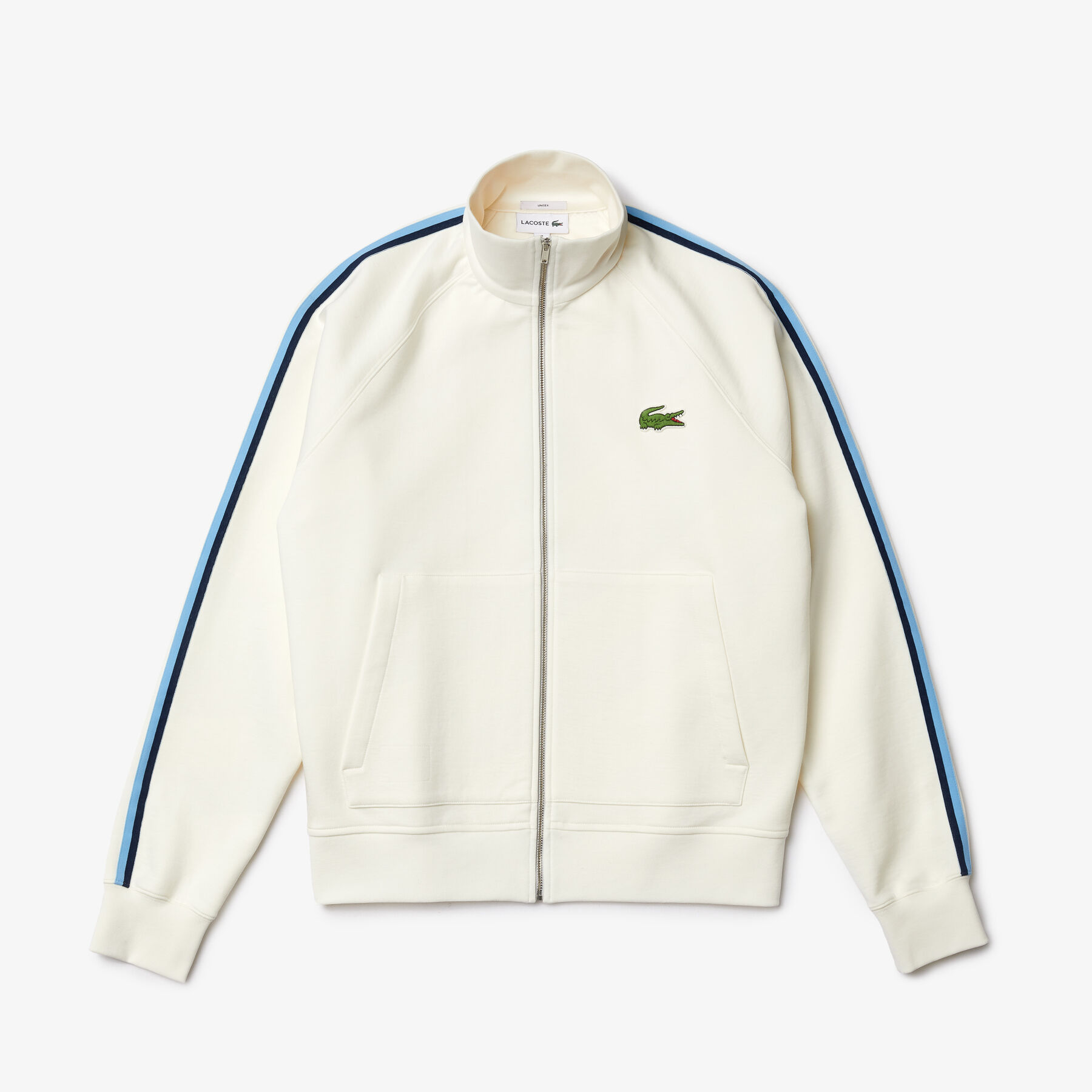 lacoste unisex high neck organic cotton zip sweatshirt