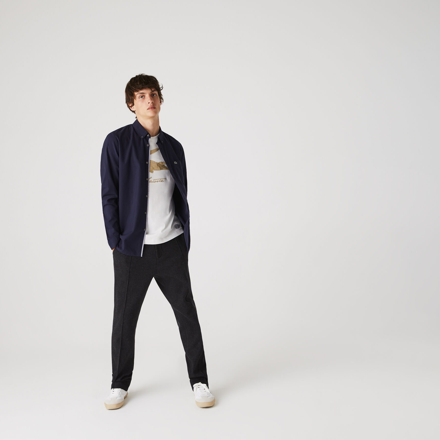 قميص قطن أكسفورد بقصة عادية للرجال