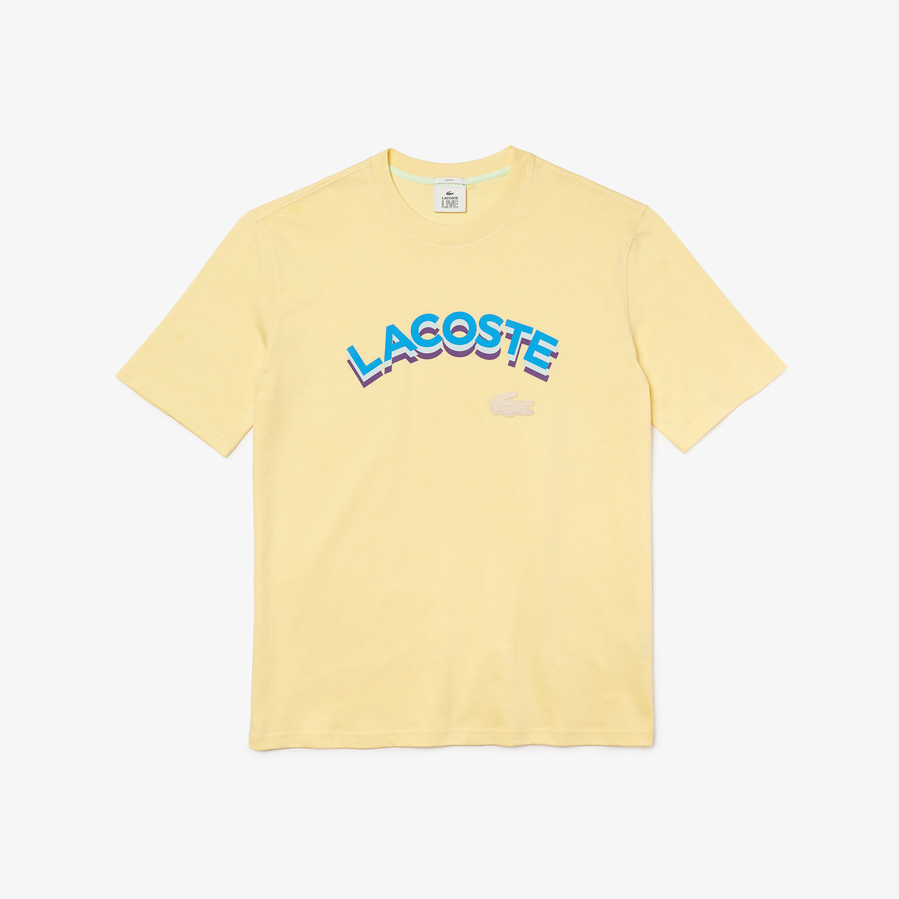 لاكوست تي شيرت قطن للجنسين بحروف وقصة فضفاضة مجموعة lacoste live