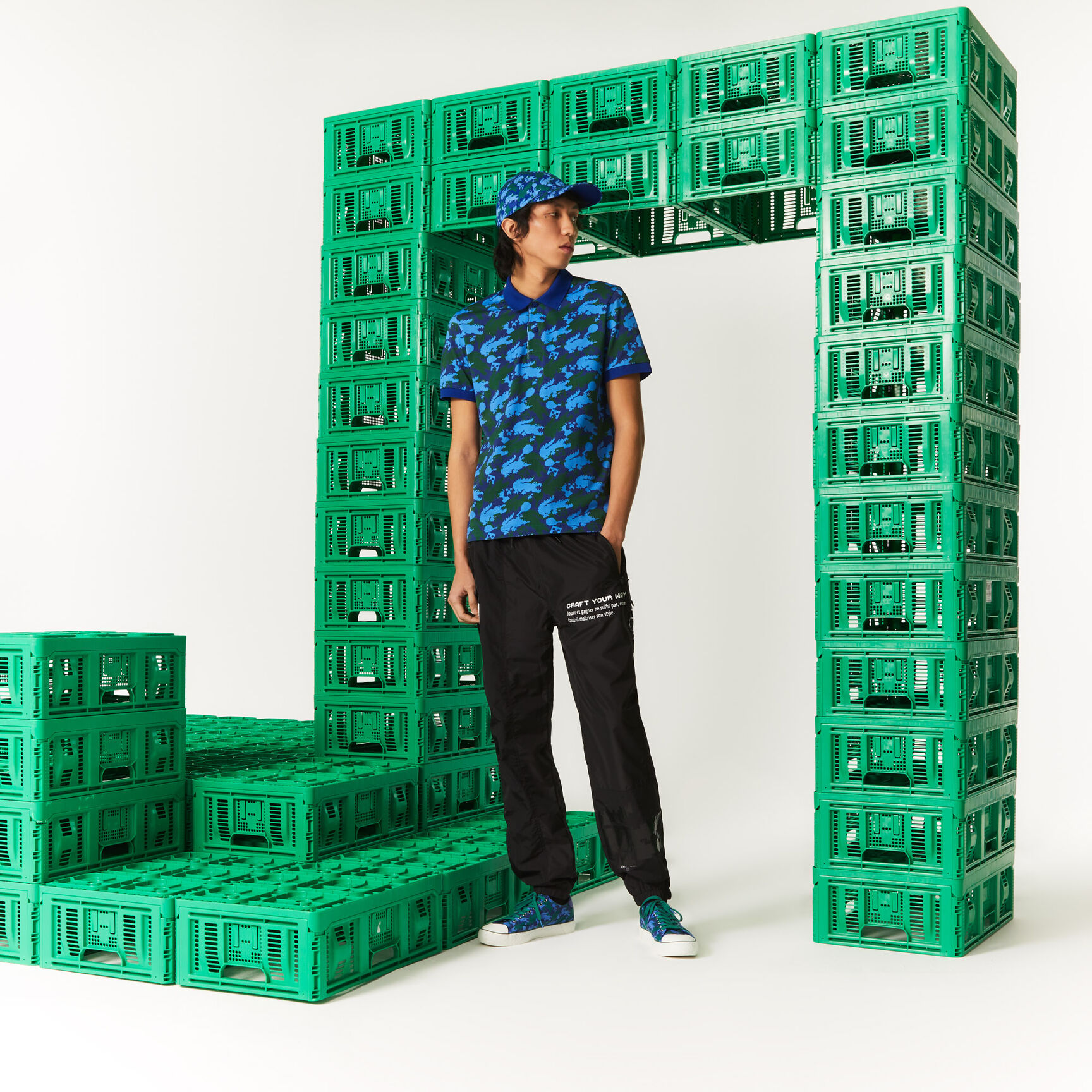 تيشيرت بولو مطبوع قطن عضوي بقصة كلاسيكية للجنسين مجموعة Lacoste x Minecraft تيشيرت بولو مطبوع قطن عضوي بقصة كلاسيكية للجنسين مجموعة Lacoste x Minecraft