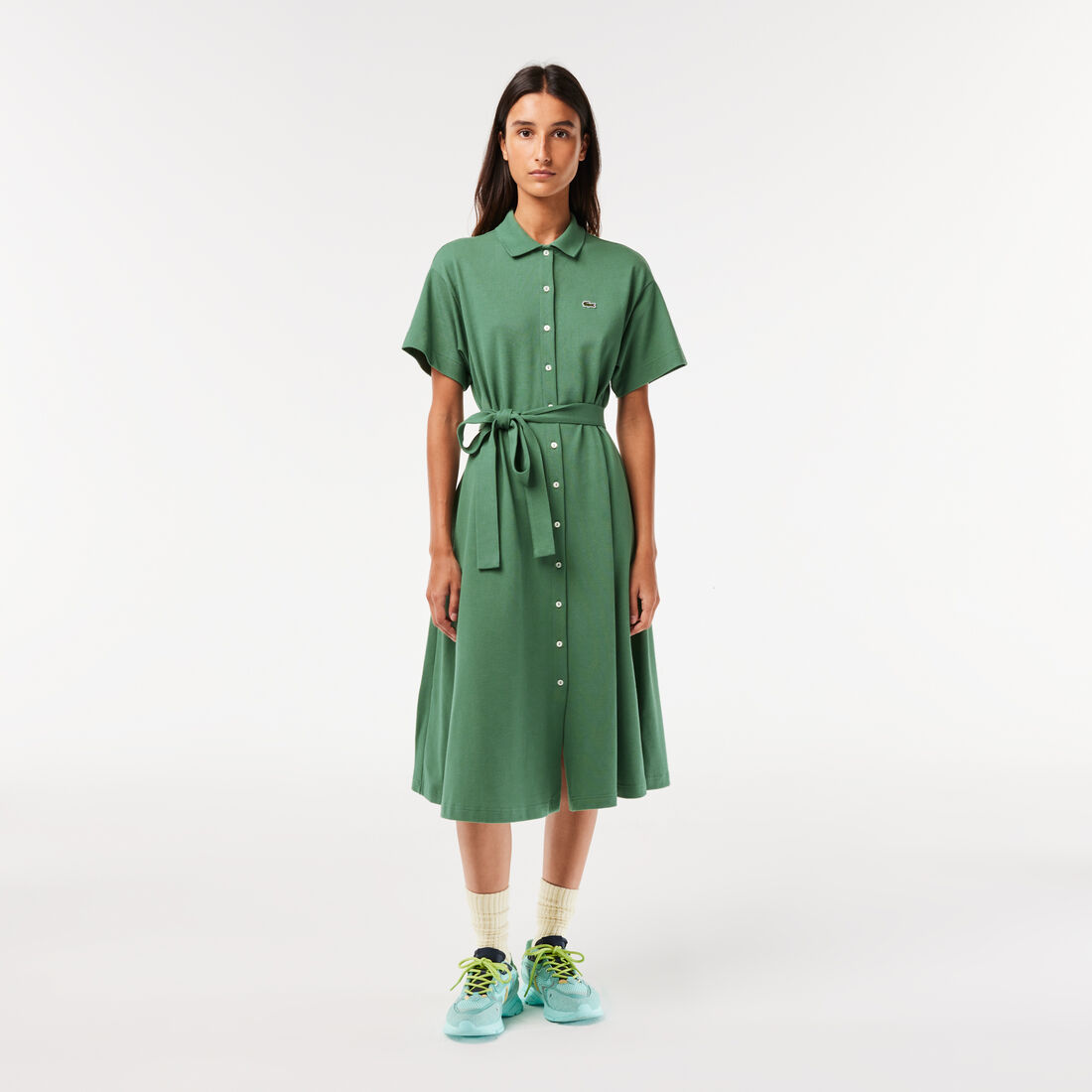 Women's Lacoste Belted Pique Polo Dress