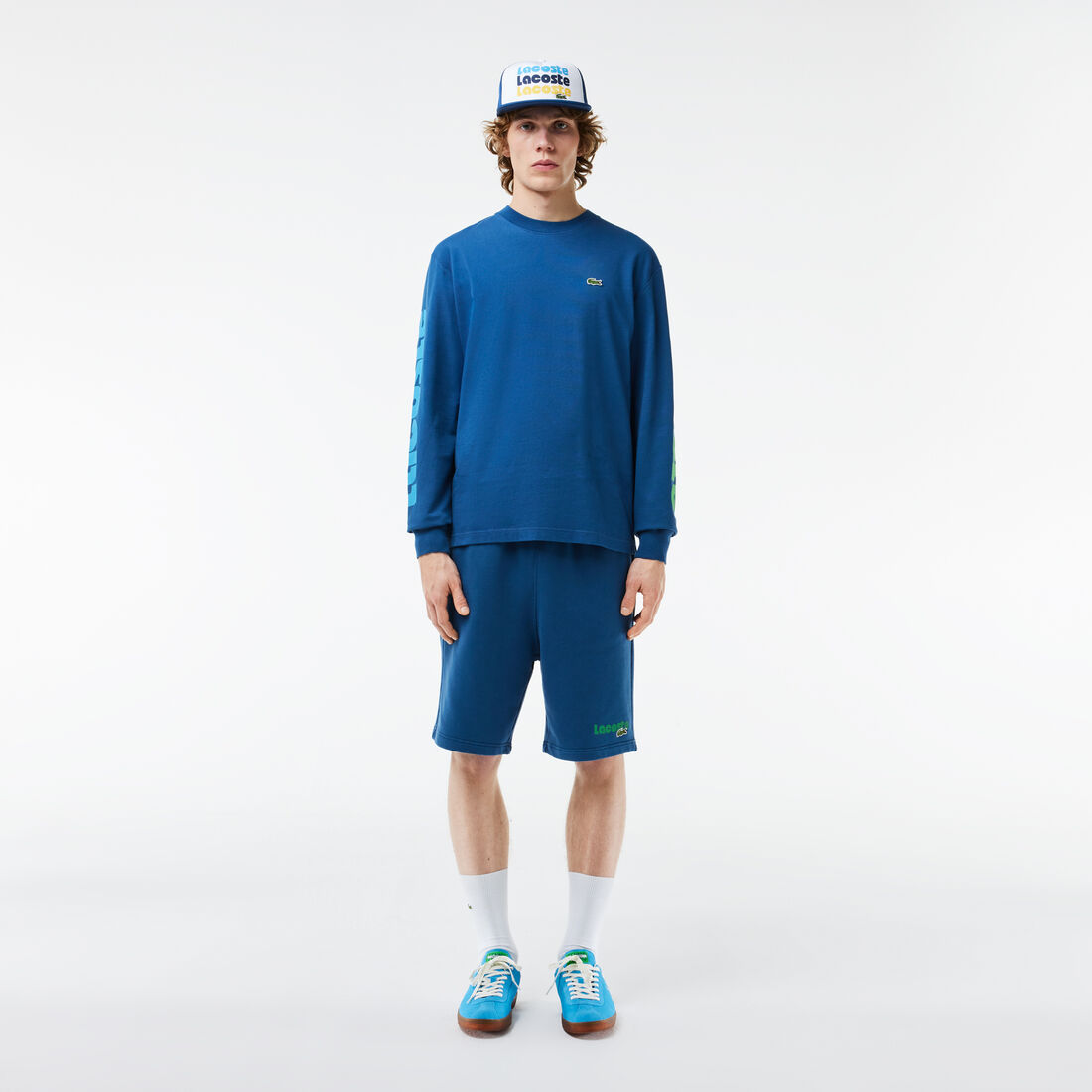 Washed Effect Lacoste Print Jogger Shorts Washed Effect Lacoste Print Jogger Shorts