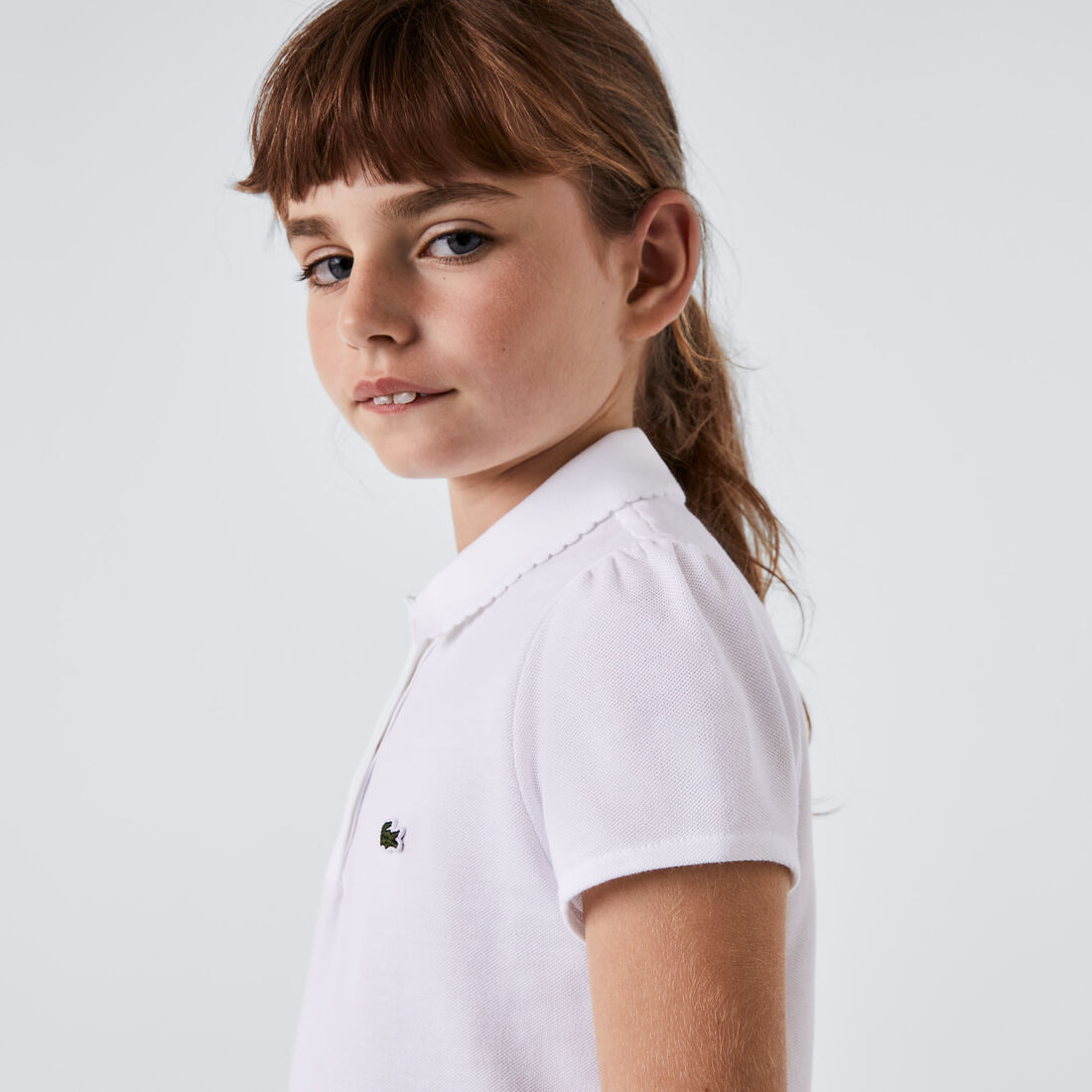 Scalloped Collar Mini Pique Polo Shirt Scalloped Collar Mini Pique Polo Shirt