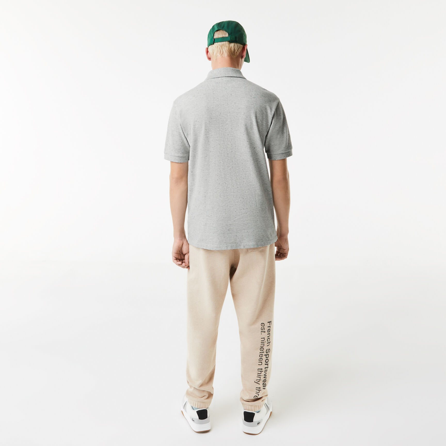 تيشيرت بولو قطن بيكيه بنقشة منقطة وقصة كلاسيكية للرجال