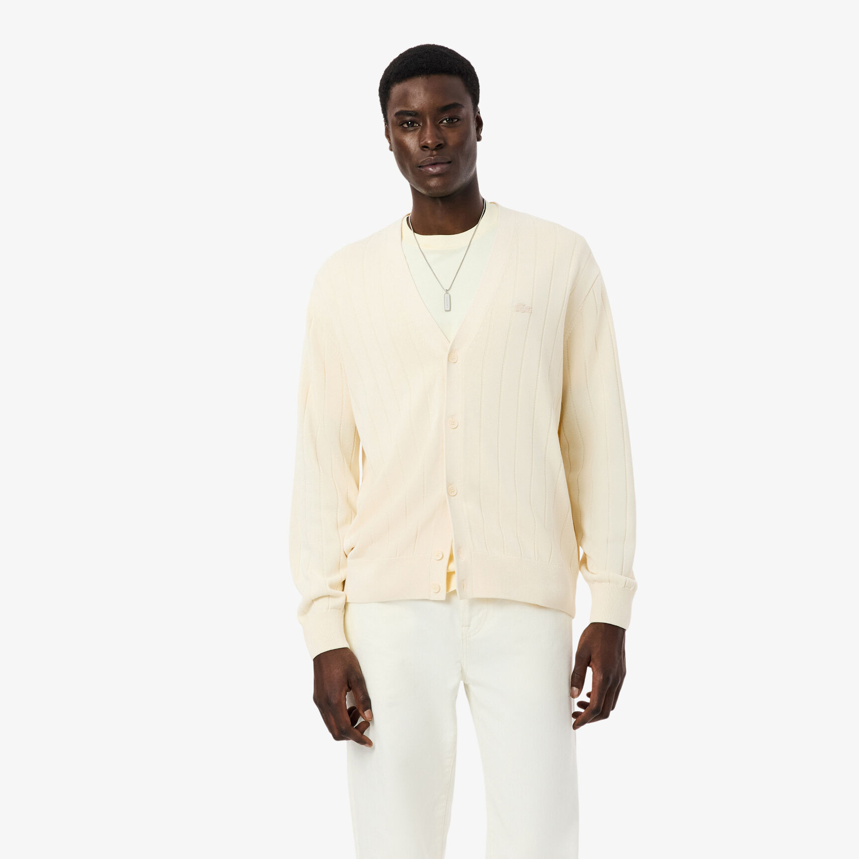 Rib Knit Cotton Blend Cardigan