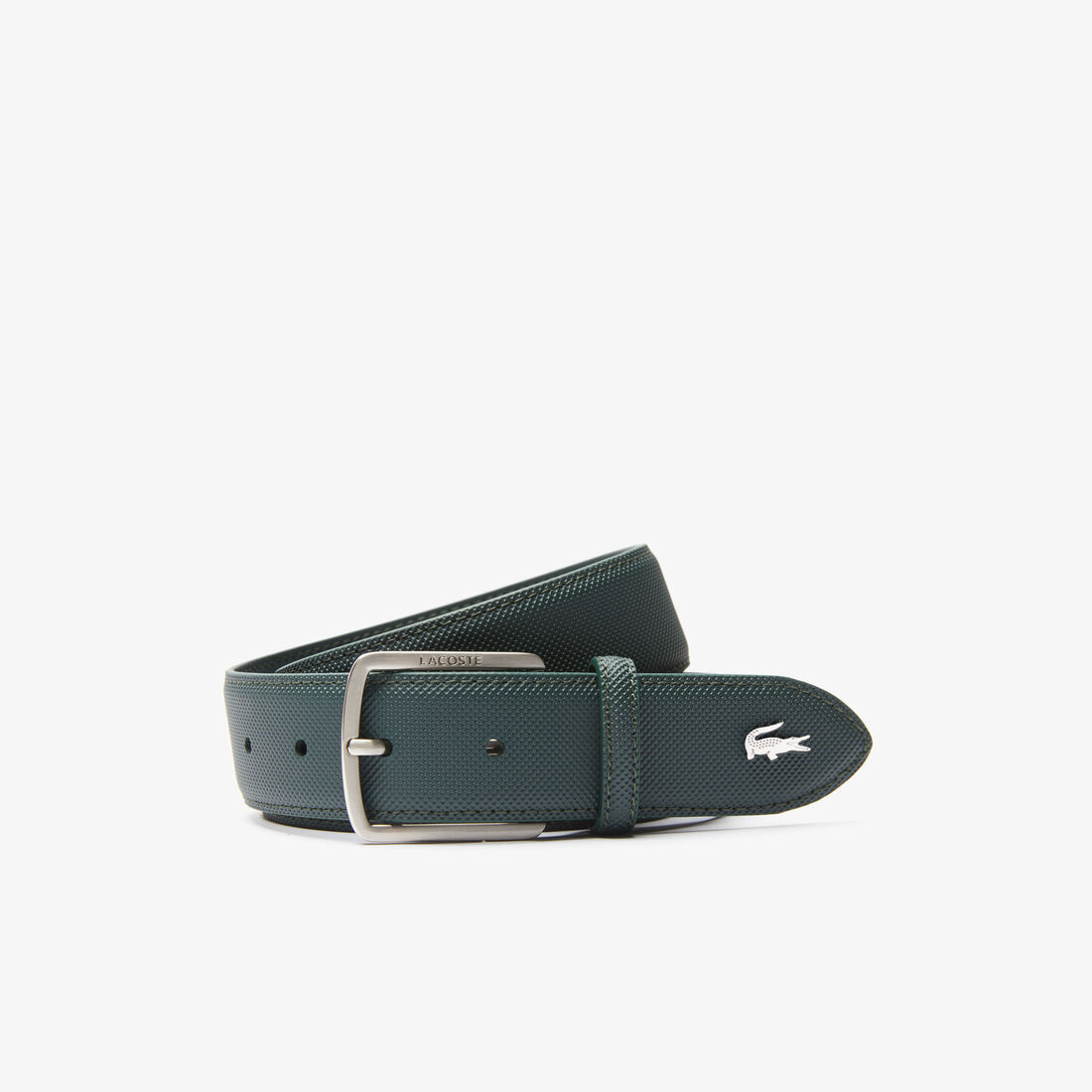 Men's Lacoste Engraved Buckle Piqué Canvas Belt