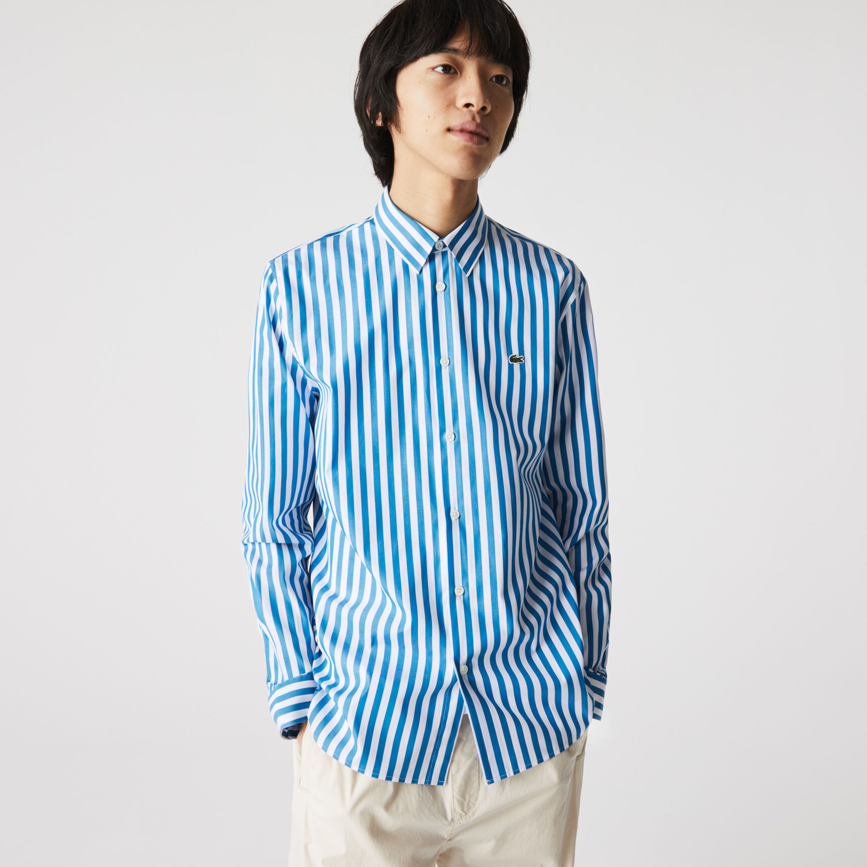 Men's Regular Fit Striped Poplin Shirt