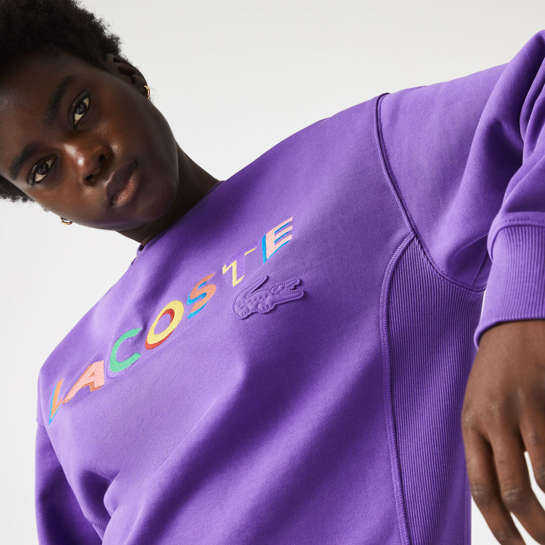 Unisex Lacoste L!VE Loose Fit Embroidered Fleece Sweatshirt Unisex Lacoste L!VE Loose Fit Embroidered Fleece Sweatshirt