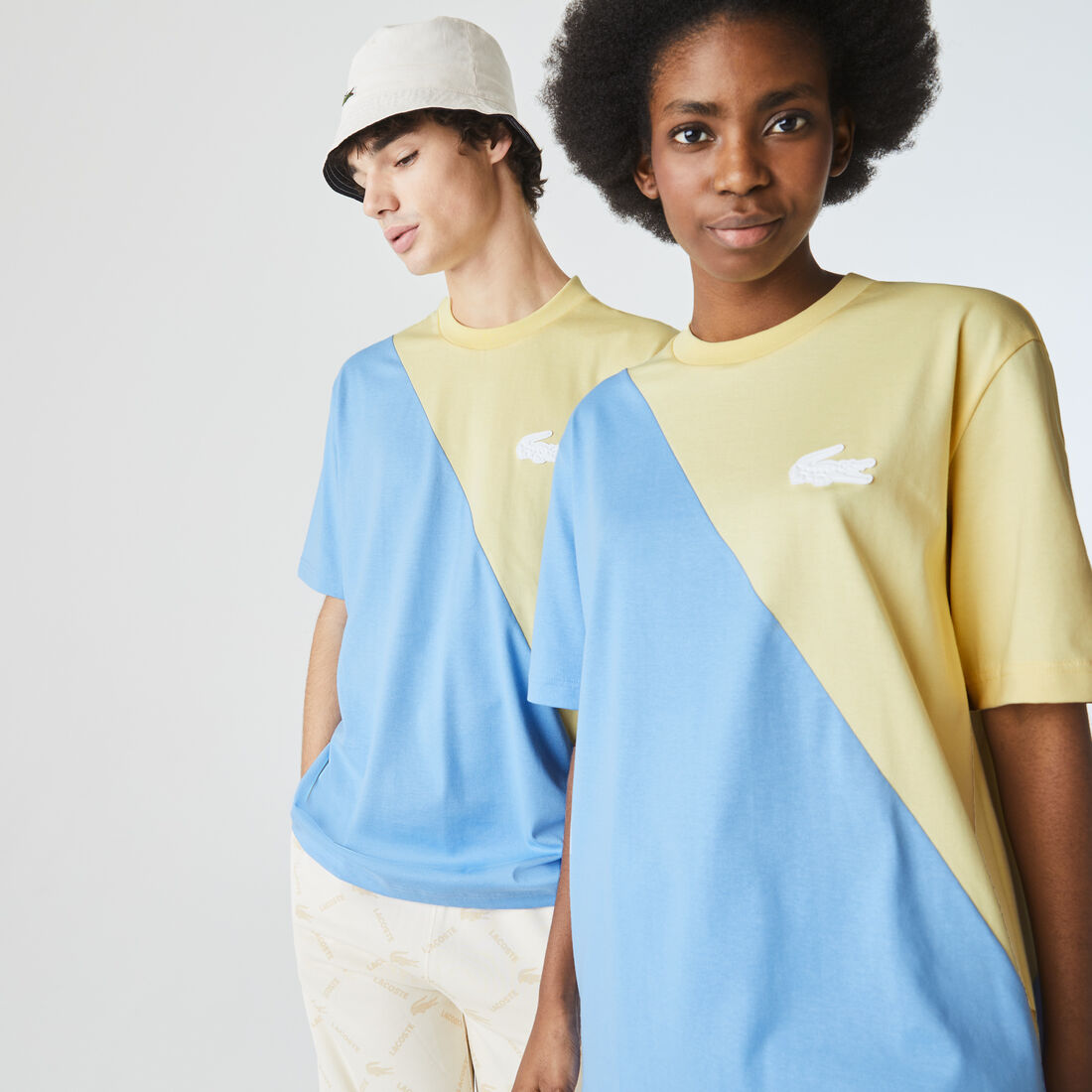 Unisex Lacoste LIVE Loose Fit Bicolour Cotton T-shirt