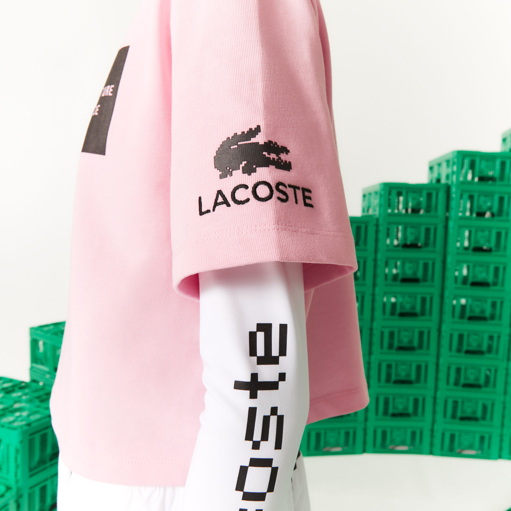 تيشيرت قطن عضوي قصير للنساء مجموعة Lacoste L!VE x Minecraft