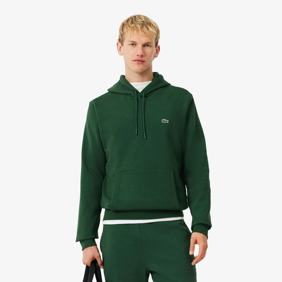 سويت شيرت لاكوست بغطاء رأس قطن عضوي للرجال