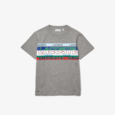 Boys' Lacoste Print Crew Neck Cotton T-shirt