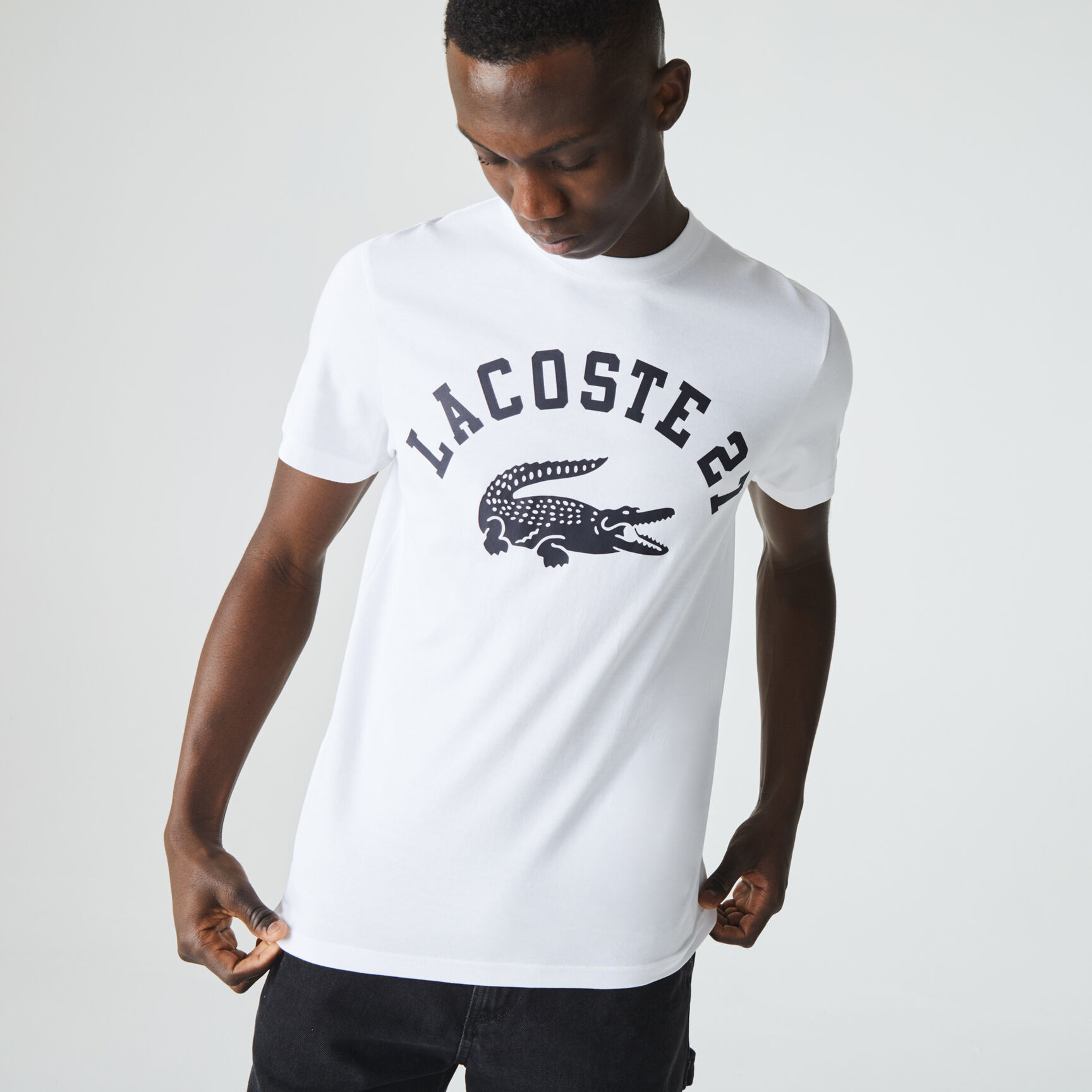 Men&rsquo;s Crew Neck Lacoste 27 Print Cotton T-shirt