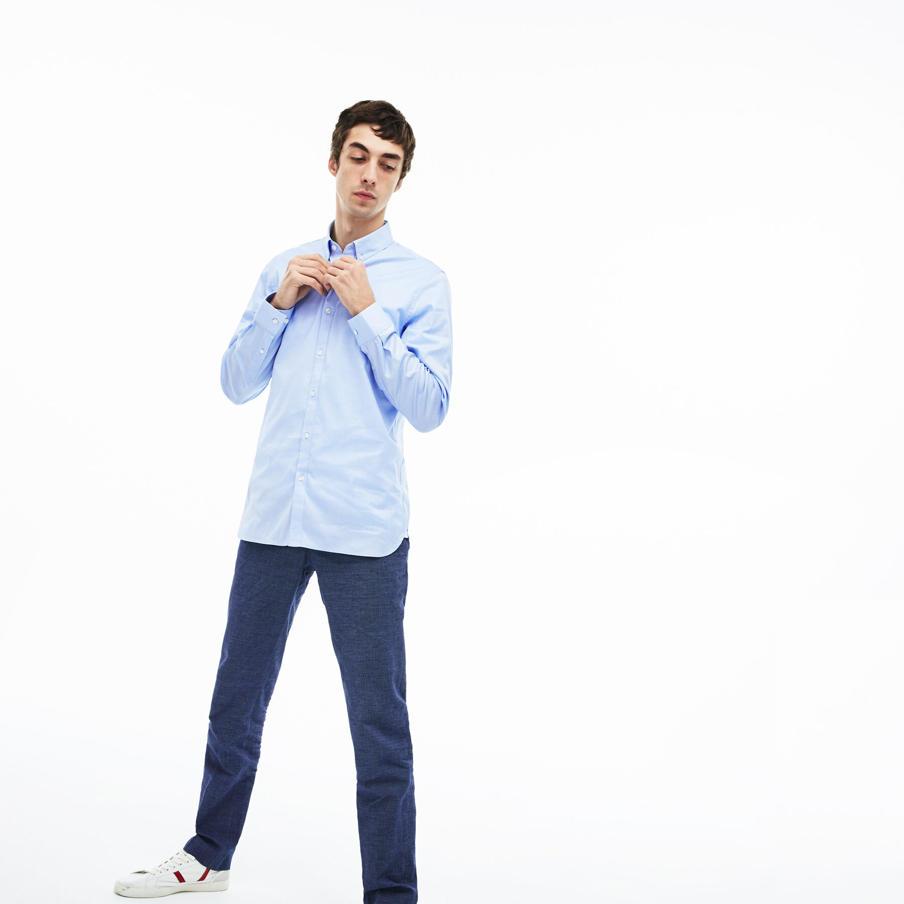 lacoste men s slim fit stretch cotton pinpoint shirt