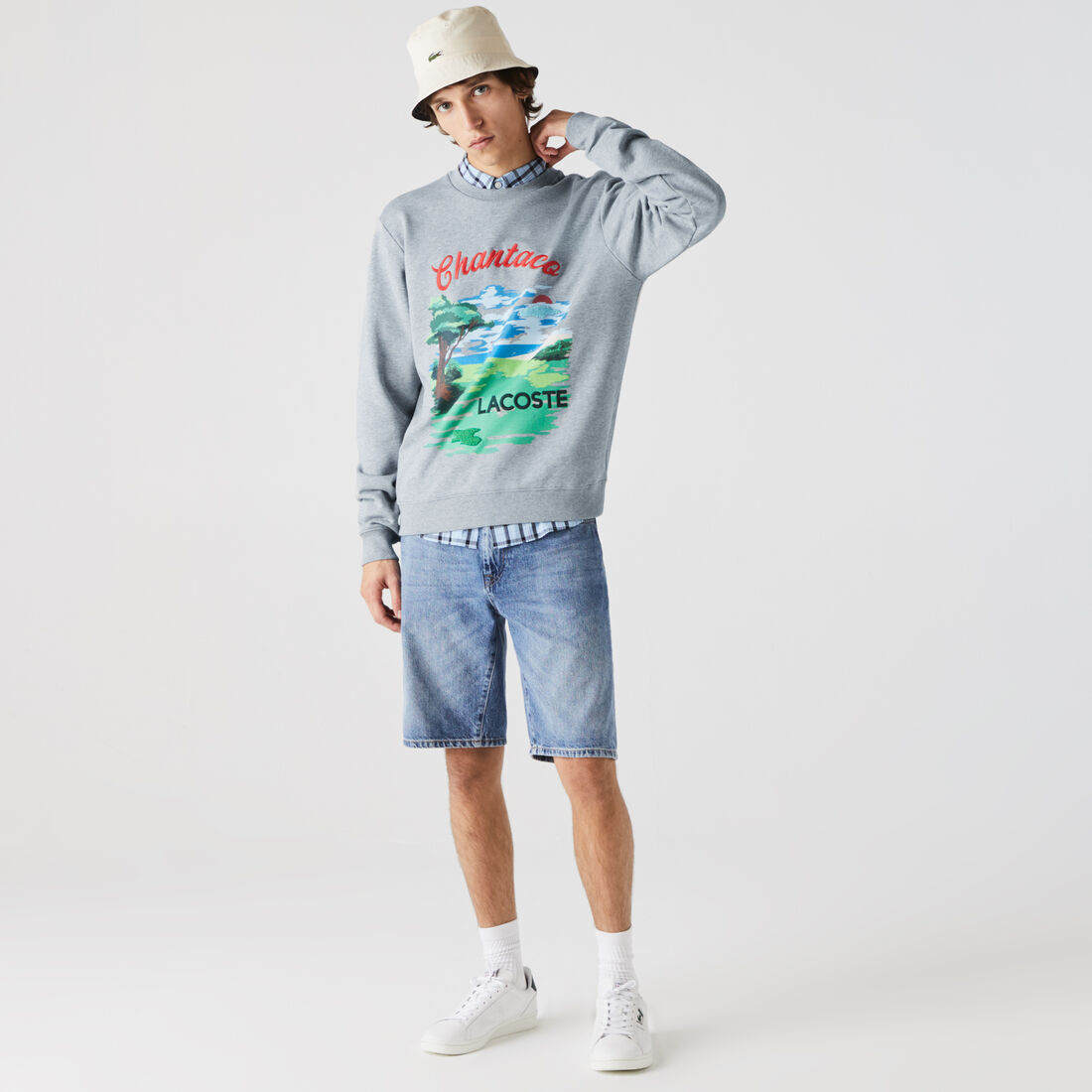 Men’s Crew Neck Landscape Print Fleece Sweatshirt