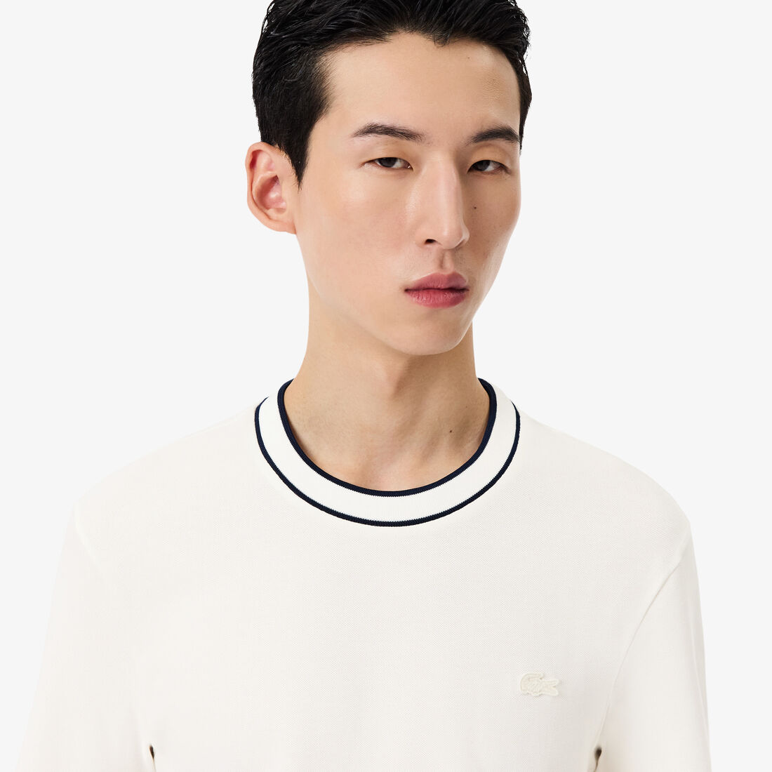 Stretch Pique Stripe Collar T-shirt Stretch Pique Stripe Collar T-shirt