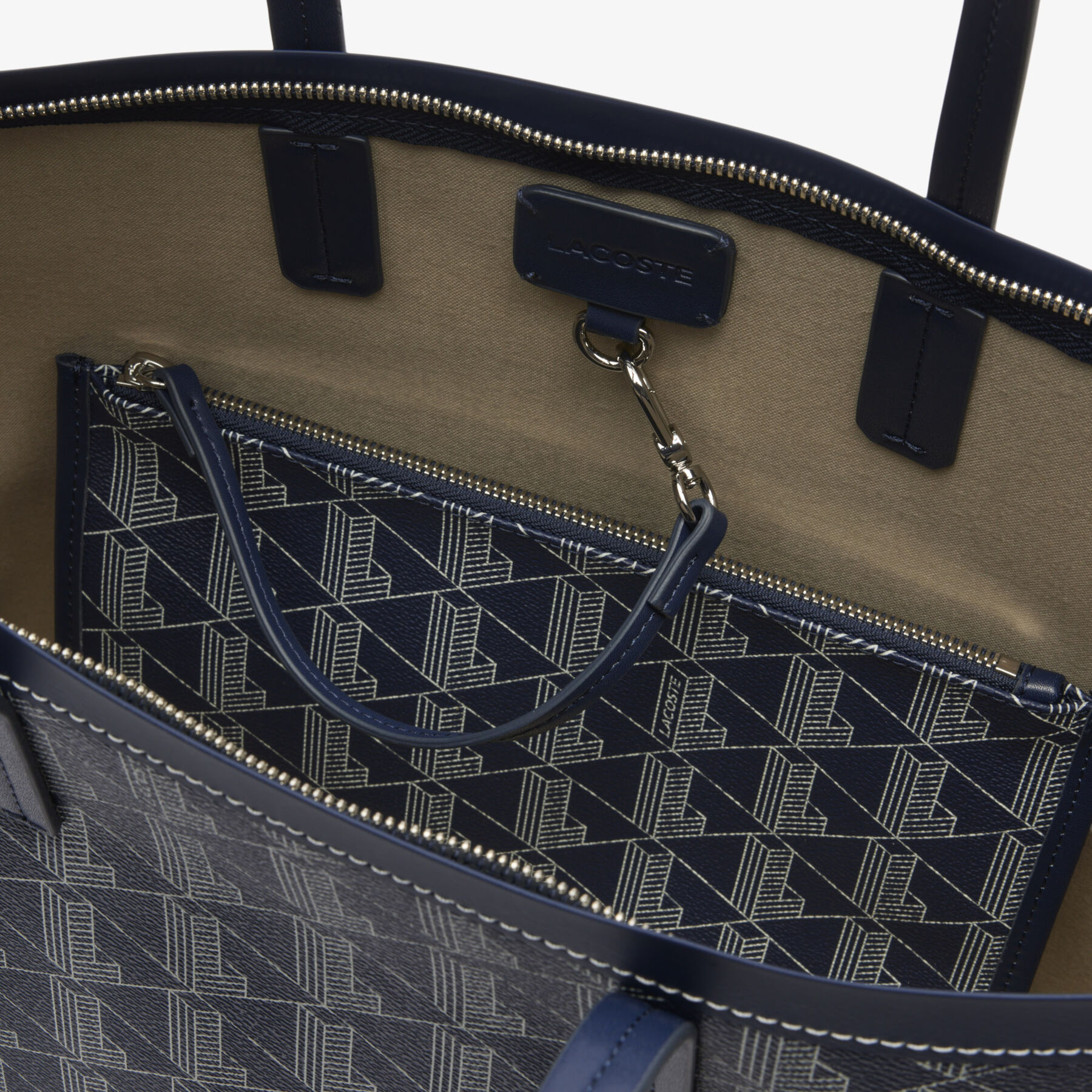 Zely Grained Tote with Pouch lacoste zely grained tote with pouch