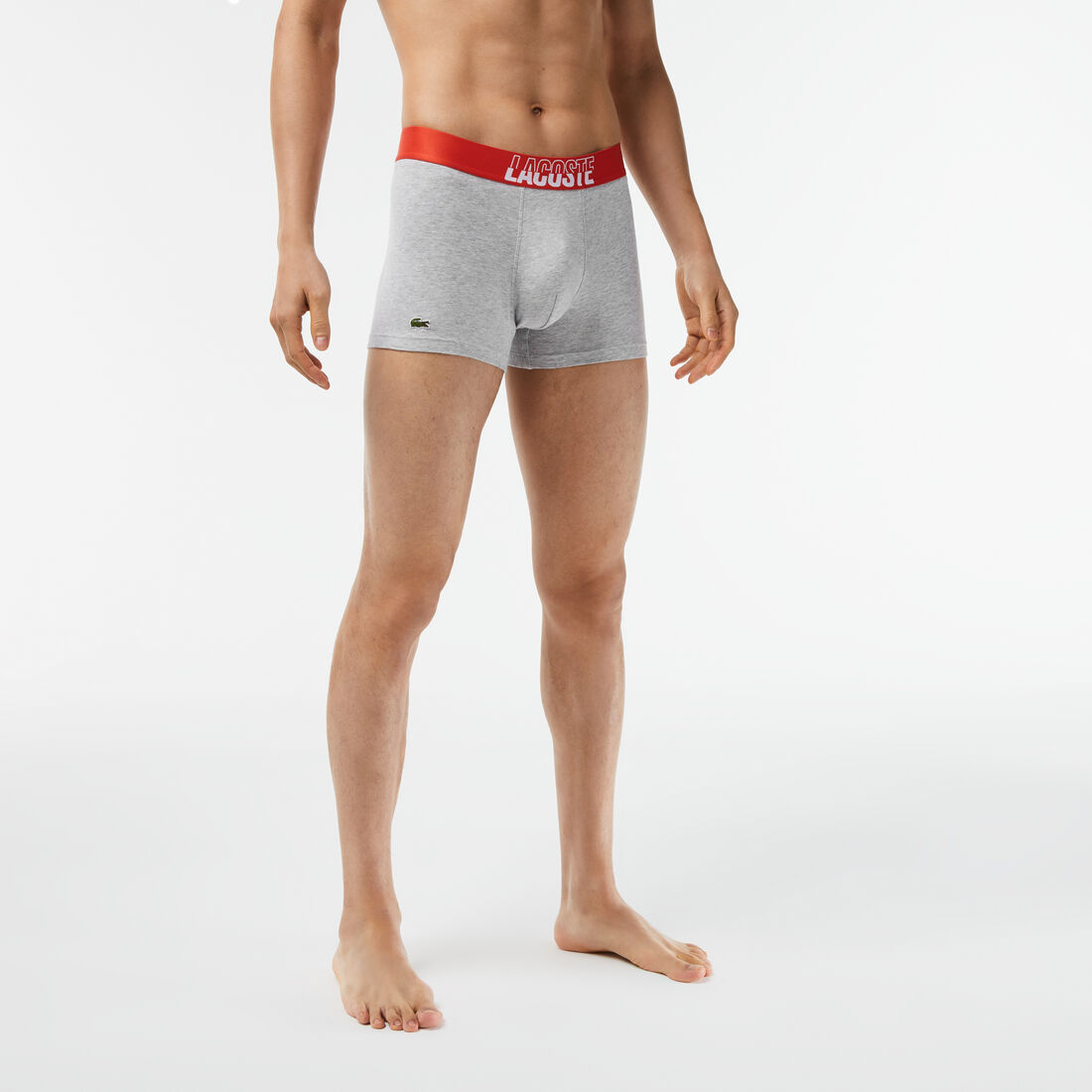 طقم بوكسر لاكوست قطن مطاطي مزين بنقشة للرجال، 3 قطع طقم بوكسر لاكوست قطن مطاطي مزين بنقشة للرجال، 3 قطع