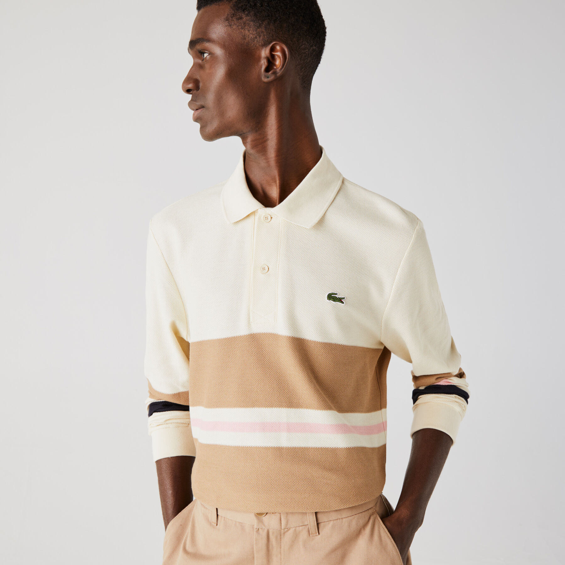 Men’s Lacoste Classic Fit Striped Cotton Polo Shirt men s lacoste classic fit striped cotton polo shirt