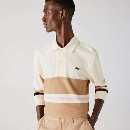 Men’s Lacoste Classic Fit Striped Cotton Polo Shirt