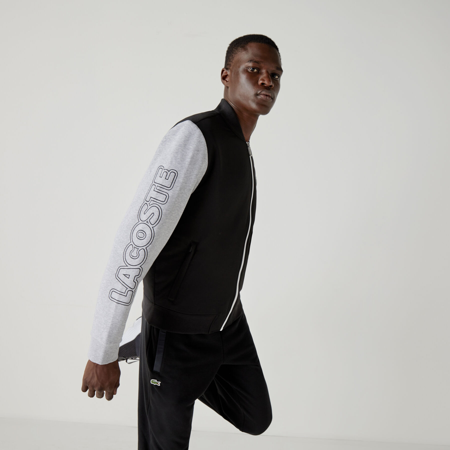 men s lacoste sport two tone print fleece zip teddy jacket