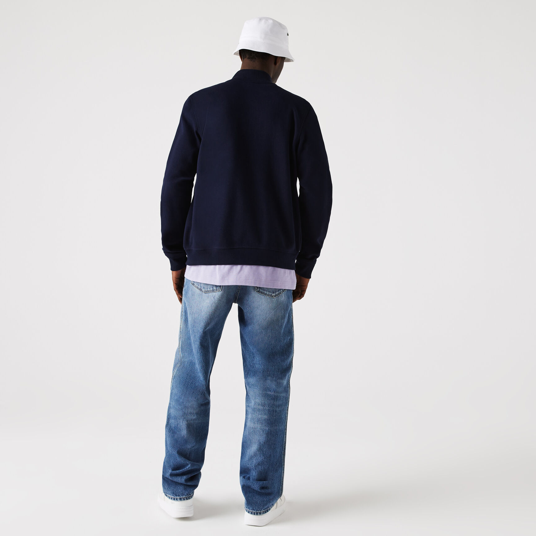 Men's Zippered Stand-Up Collar Piqué Fleece Jacket Men's Zippered Stand-Up Collar Piqué Fleece Jacket