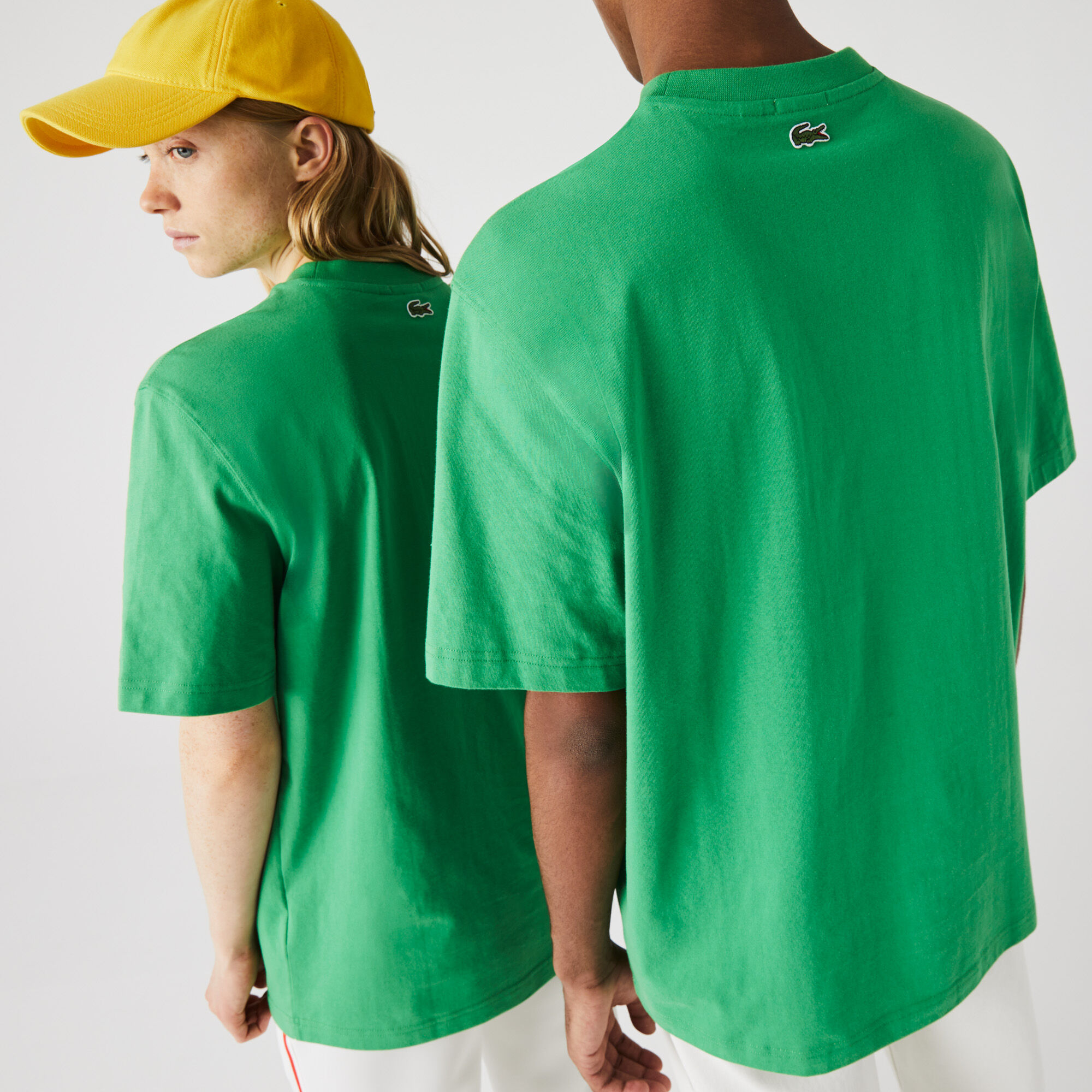 Unisex Lacoste LIVE Loose Fit Golden Embroidery Cotton T-shirt Unisex Lacoste LIVE Loose Fit Golden Embroidery Cotton T-shirt