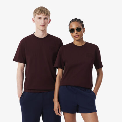 lacoste embossed branding cotton t shirt