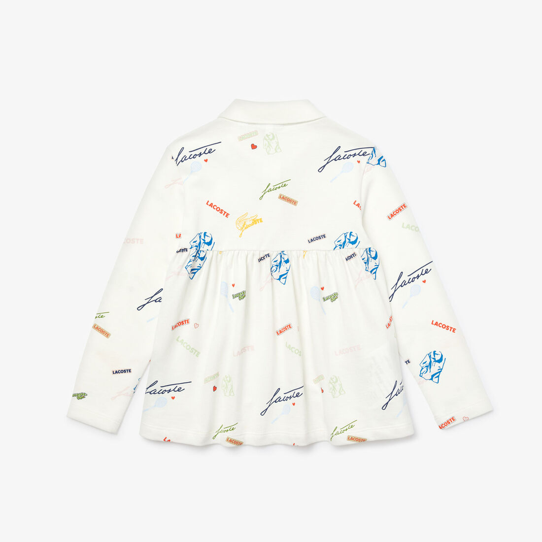 Girls' Lacoste Print Flounced Cotton Piqué Polo Shirt Girls' Lacoste Print Flounced Cotton Piqué Polo Shirt