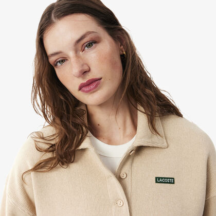 lacoste oversized ribbed polo collar sweatshirt