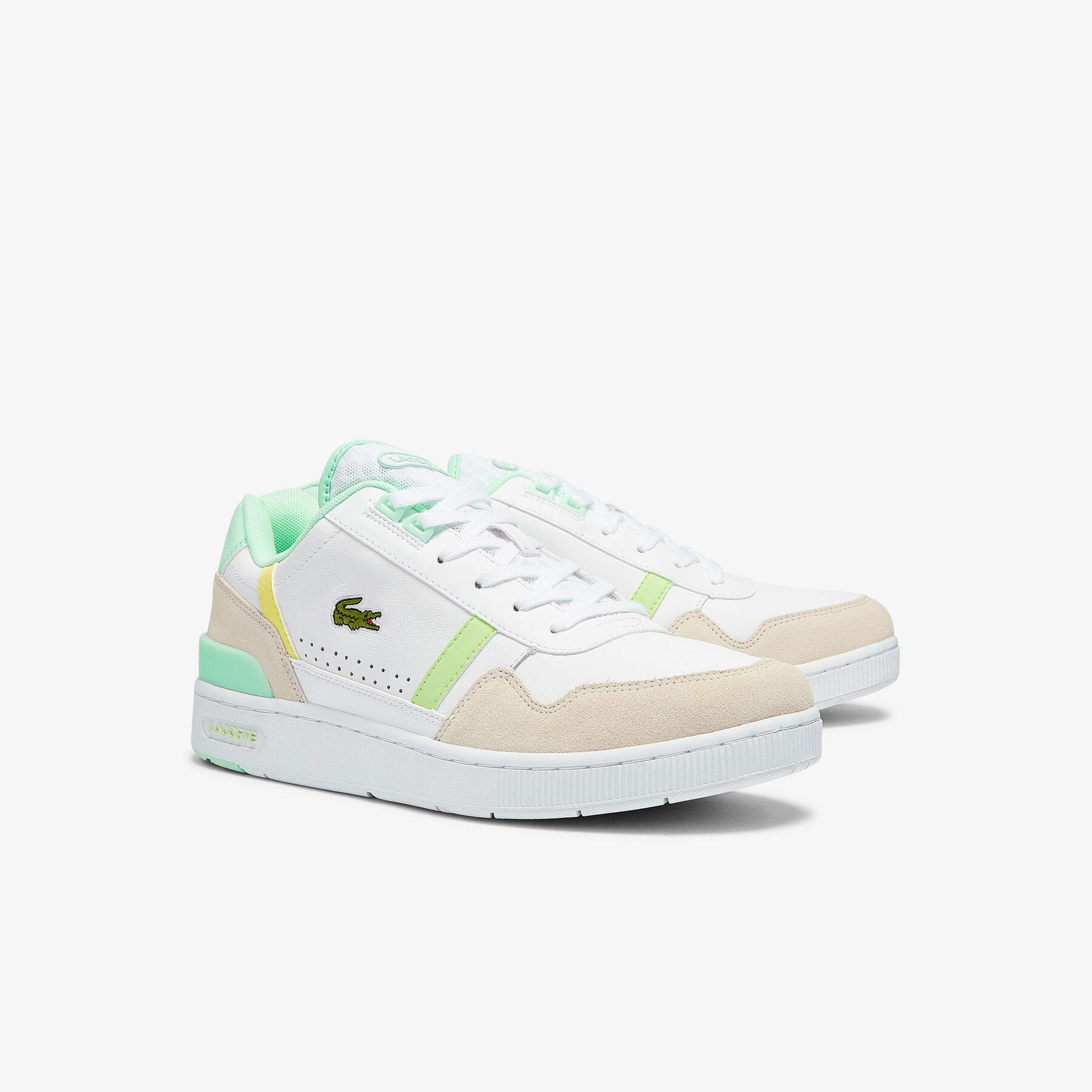Men's T-Clip Leather Citrus Accent Trainers lacoste men s t clip leather citrus accent trainers