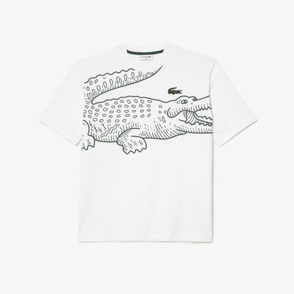 Men's Lacoste Round Neck Loose Fit Crocodile Print T-shirt