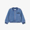 lacoste padded badge accent denim bomber jacket