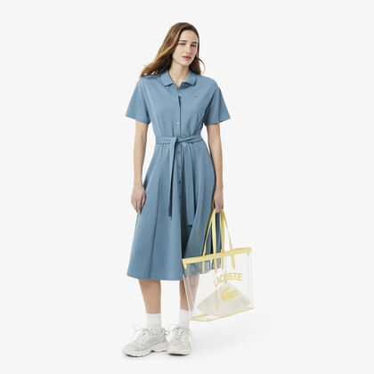Flared Mini-pique Polo Dress