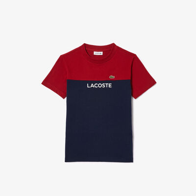 Kids' Lacoste Colourblock Organic Cotton Jersey T-shirt