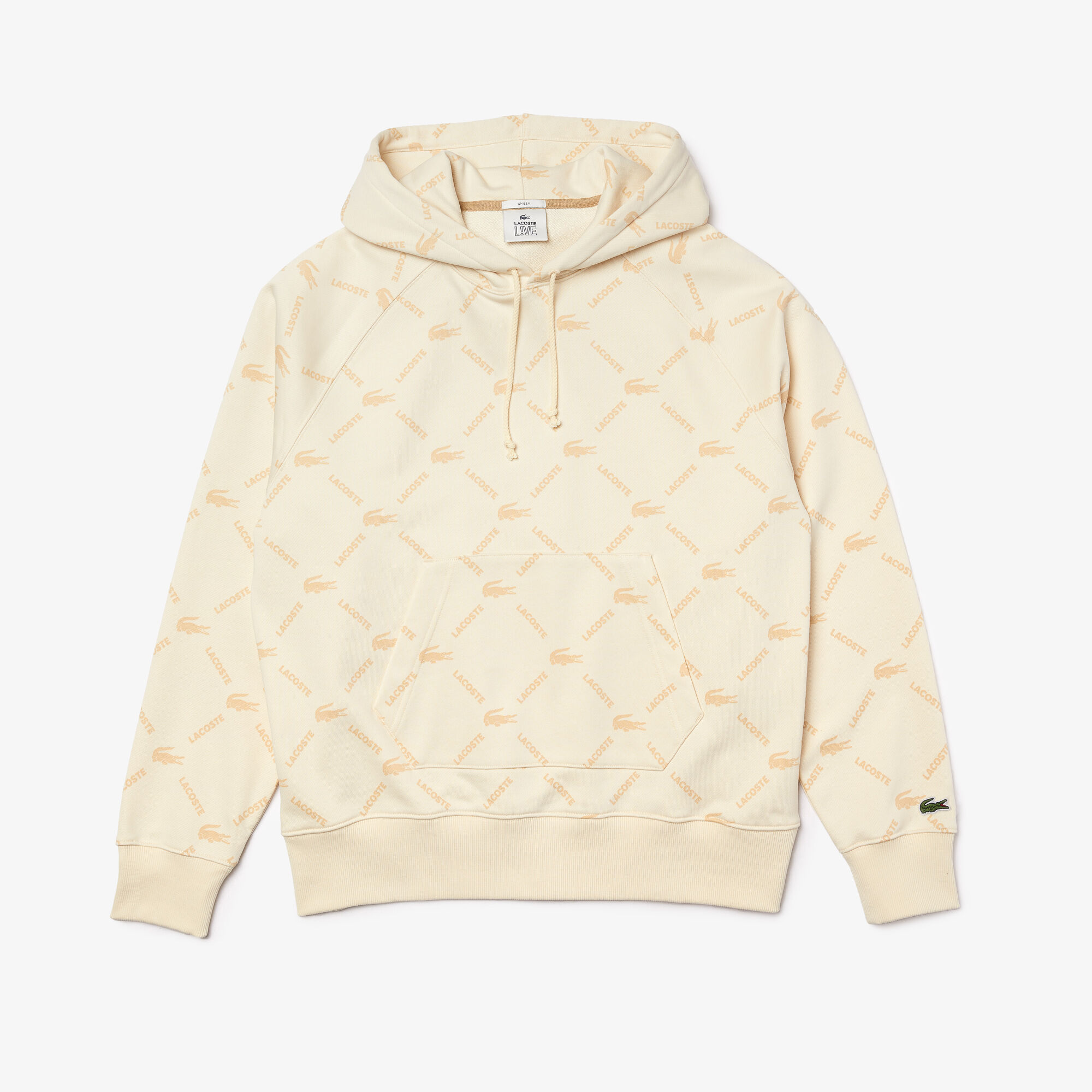 Unisex Lacoste LIVE Loose Fit Hooded Monogram Cotton Sweatshirt Unisex Lacoste LIVE Loose Fit Hooded Monogram Cotton Sweatshirt