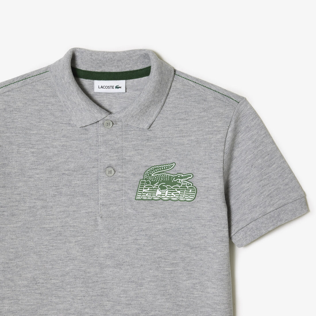 Kids' Lacoste Organic Cotton Contrast Print Polo Shirt Kids' Lacoste Organic Cotton Contrast Print Polo Shirt