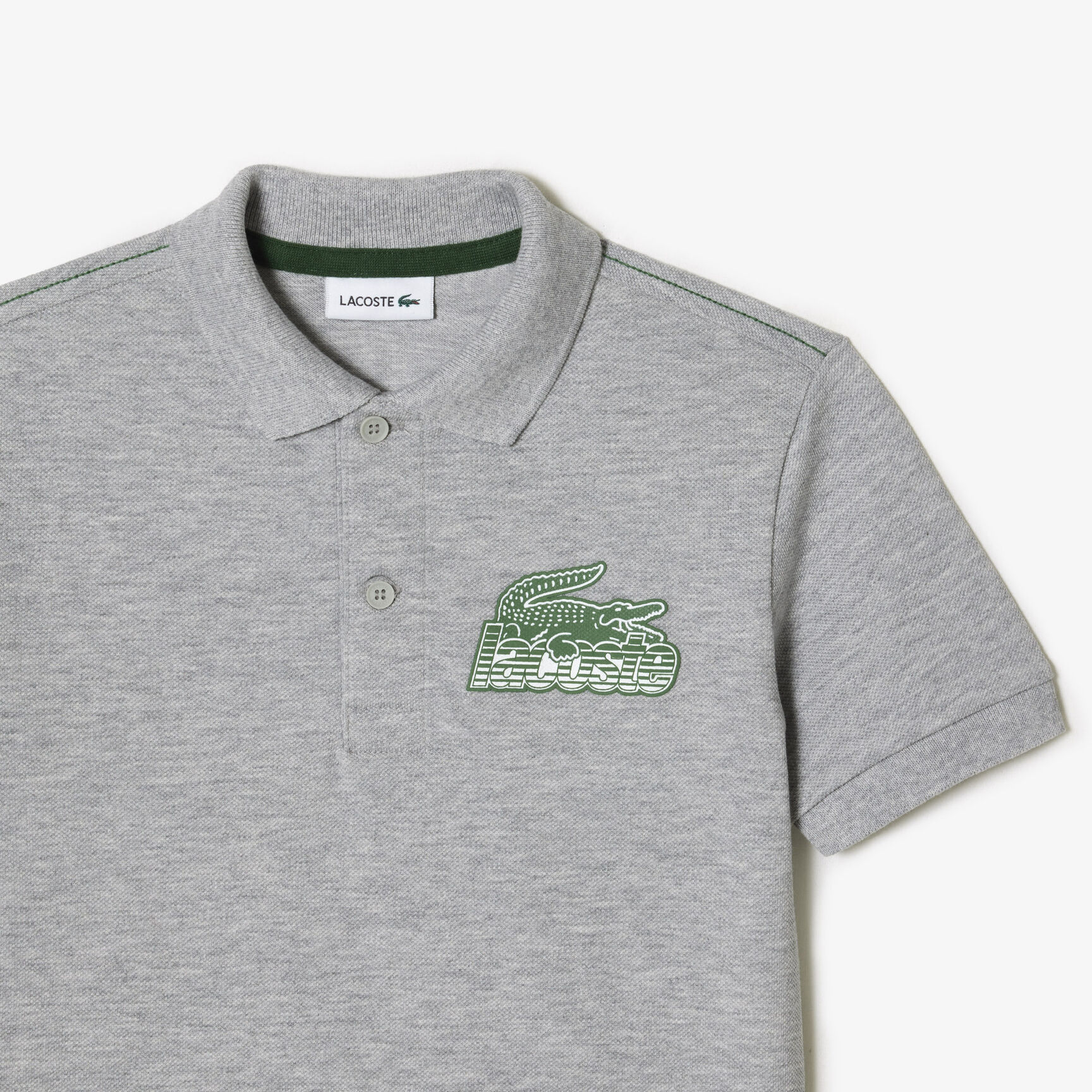 Kids' Lacoste Organic Cotton Contrast Print Polo Shirt Kids' Lacoste Organic Cotton Contrast Print Polo Shirt