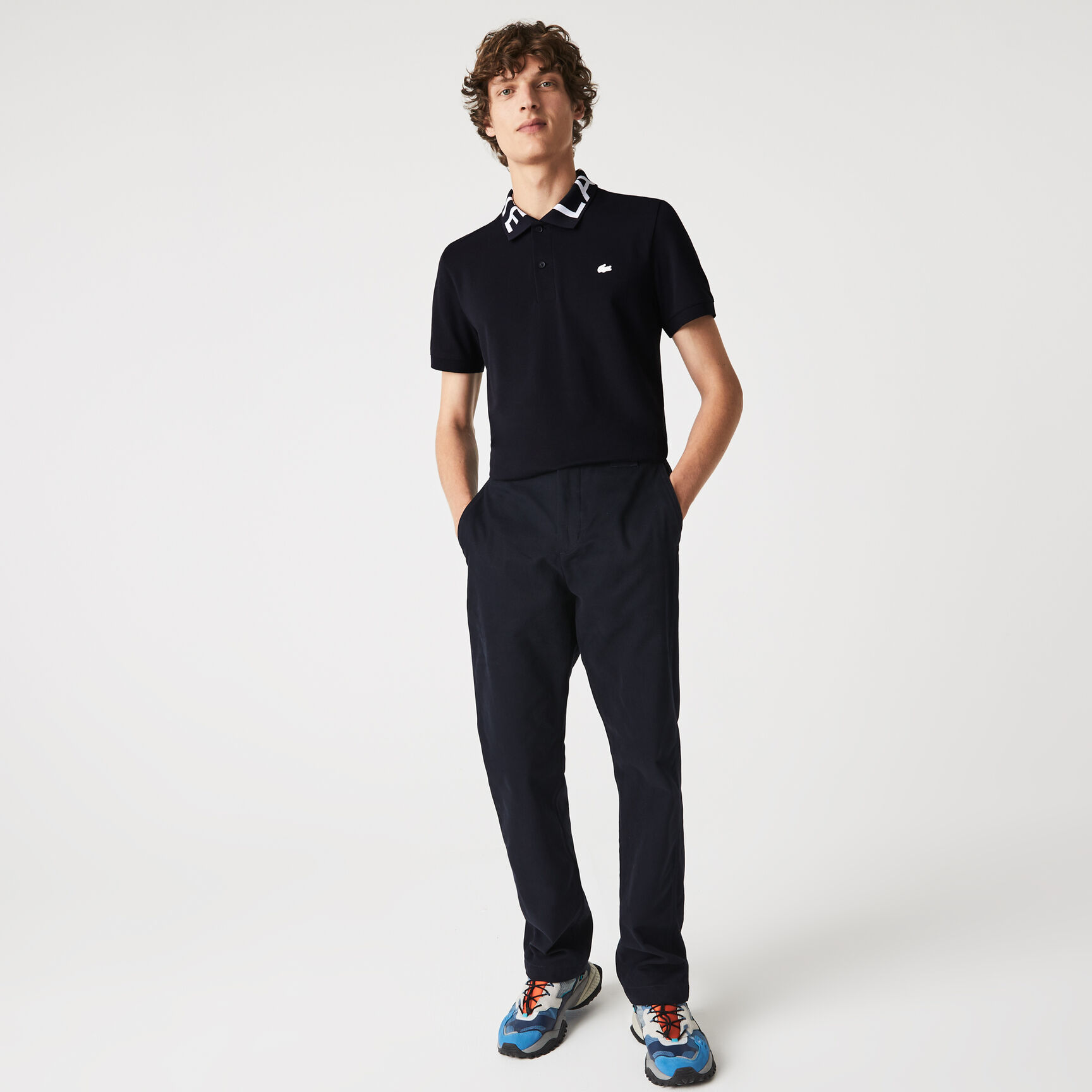 Men&rsquo;s Lacoste Slim Fit Lettered Neck Light Breathable Piqu&eacute; Polo Shirt