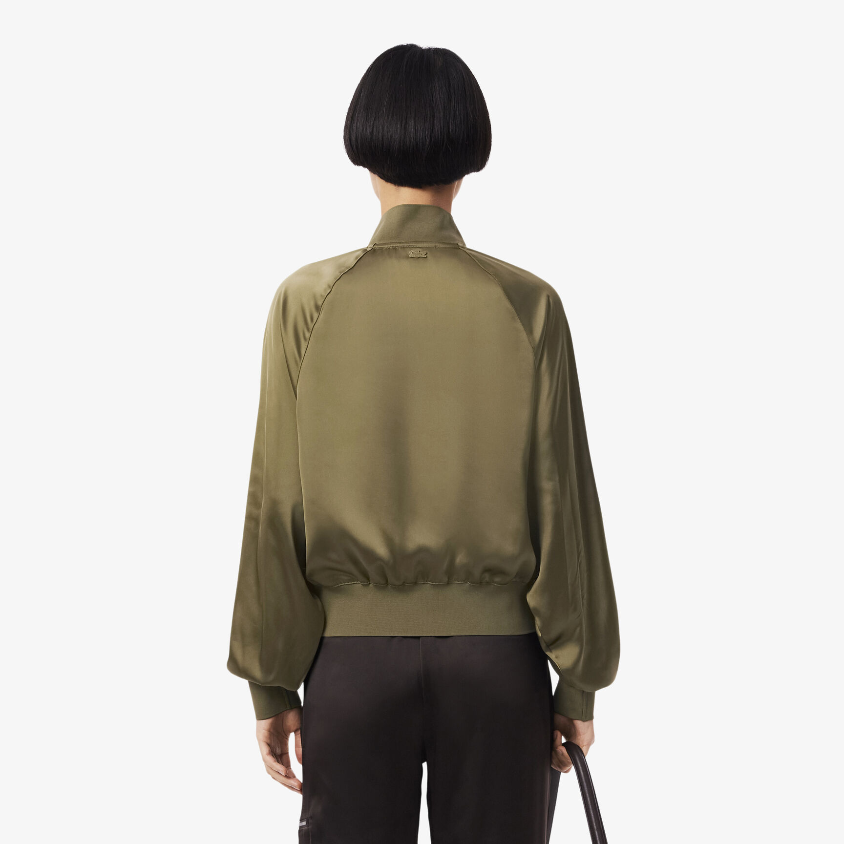 Oversized Embroidered Signature Satin Bomber Jacket