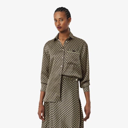 Oversized Printed Satin Shirt