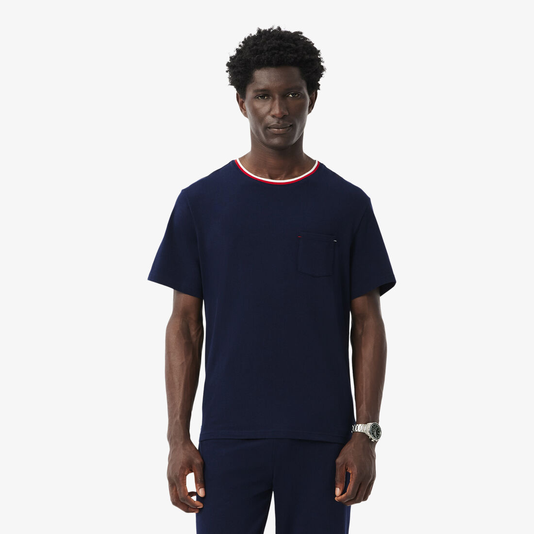 Contrast Neck Loungewear Top