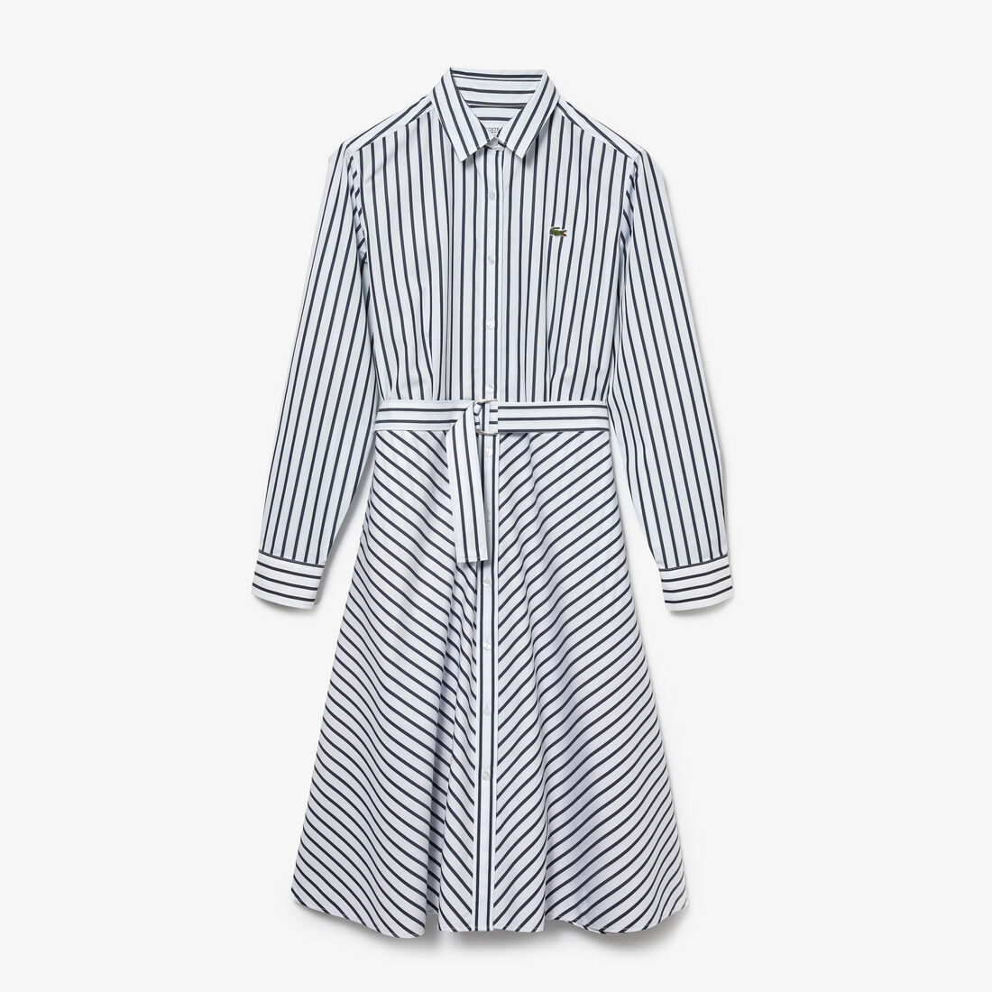 Women's Buttoned Striped Poplin Shirt Dress Women's Buttoned Striped Poplin Shirt Dress