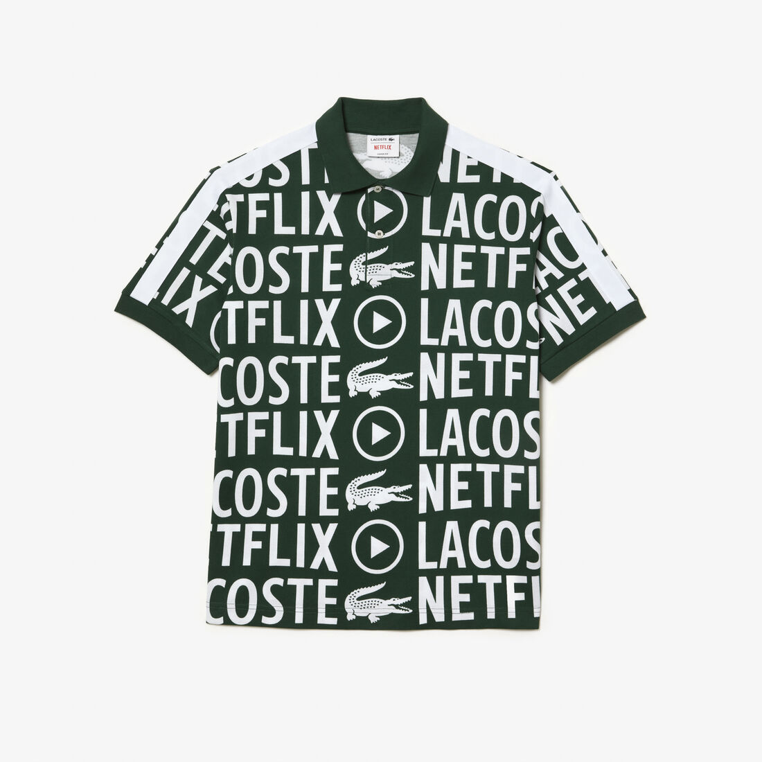 Men's Lacoste x Netflix Loose Fit Organic Cotton Print Polo Shirt Men's Lacoste x Netflix Loose Fit Organic Cotton Print Polo Shirt