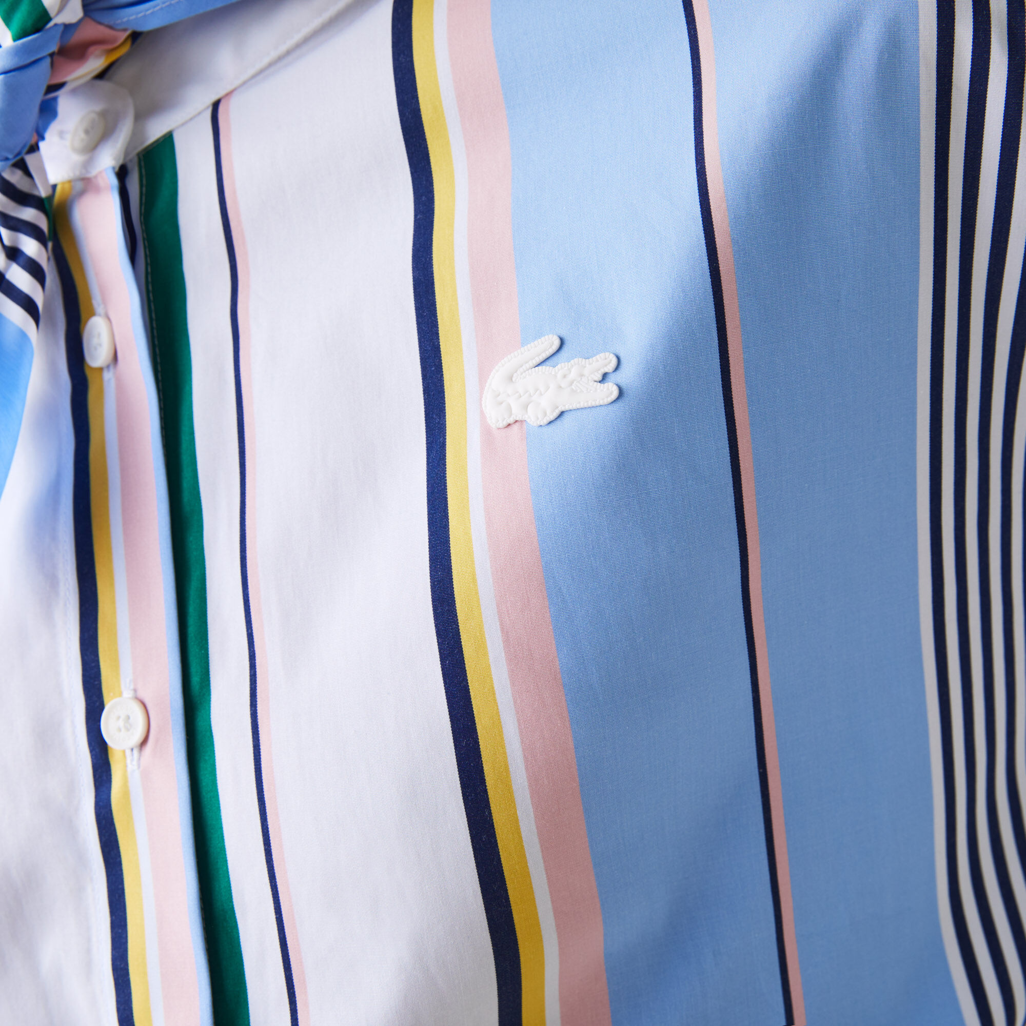 Women’s Lacoste LIVE Classic Fit Scarf Neck Striped Cotton Shirt Women’s Lacoste LIVE Classic Fit Scarf Neck Striped Cotton Shirt
