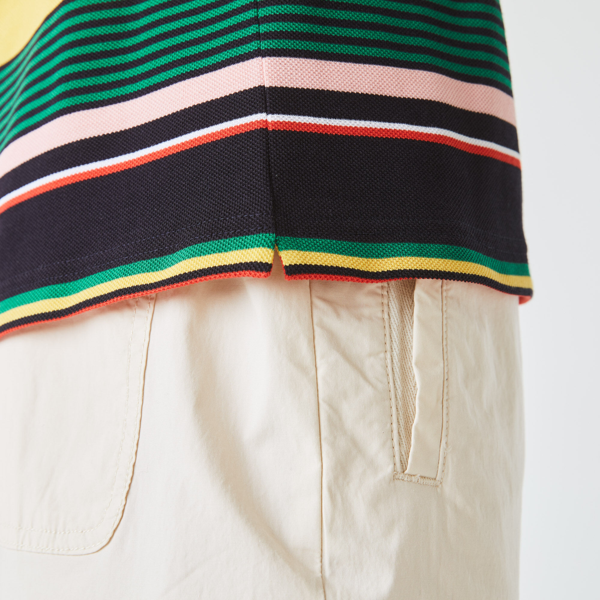 قميص بولو مقلم مطرز من بيكيه القطن مجموعة Lacoste LIVE للجنسين قميص بولو مقلم مطرز من بيكيه القطن مجموعة Lacoste LIVE للجنسين