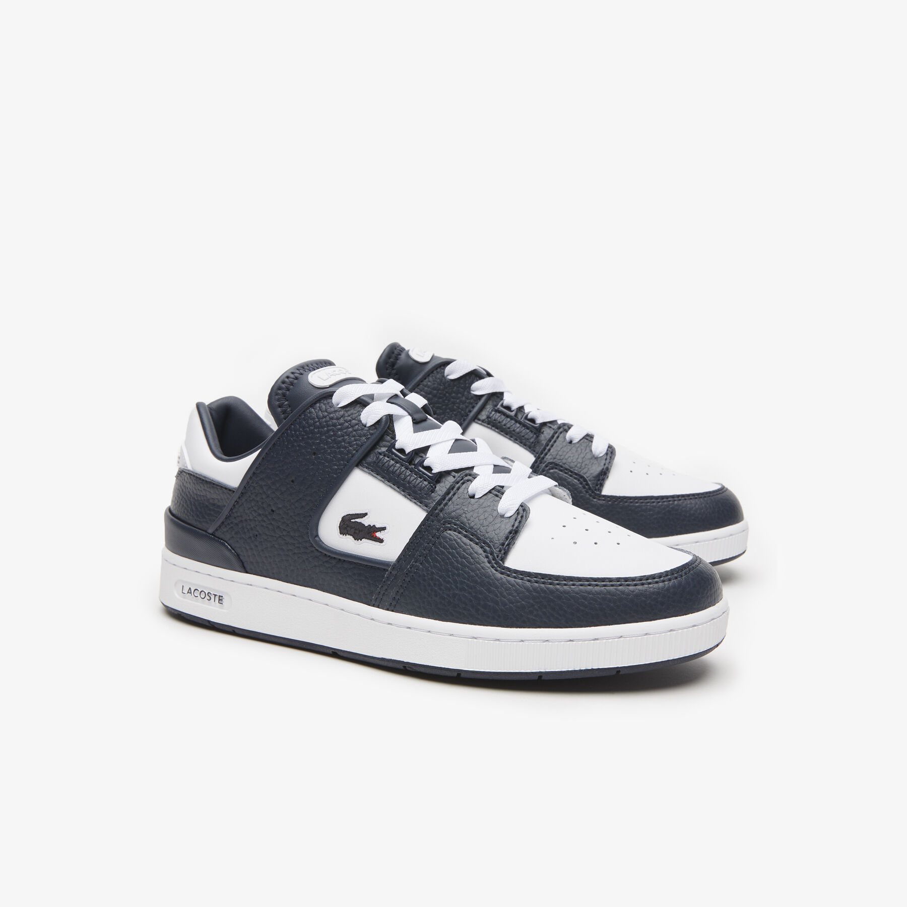 men s lacoste court cage leather heel pop trainers