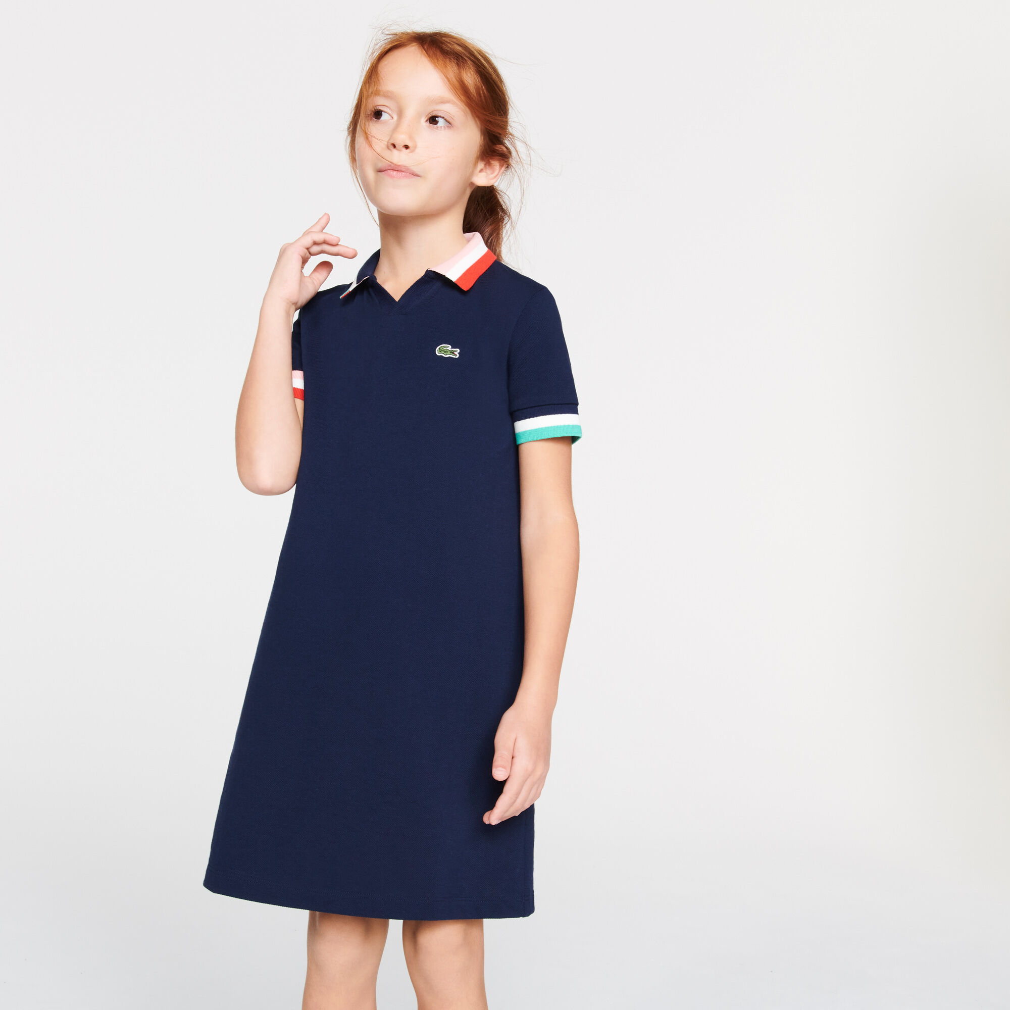 Buy Girls Colorblock Accents Cotton Pique Polo Dress Lacoste QA
