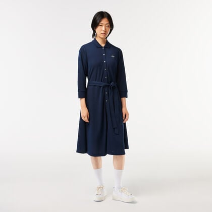 3/4 Sleeve Cotton Pique Polo Dress