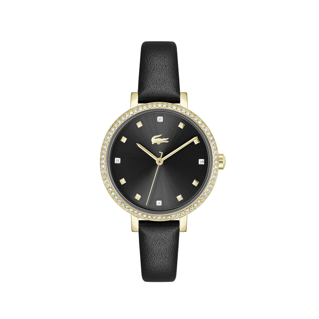 Black Leather Strap Women's Watch
